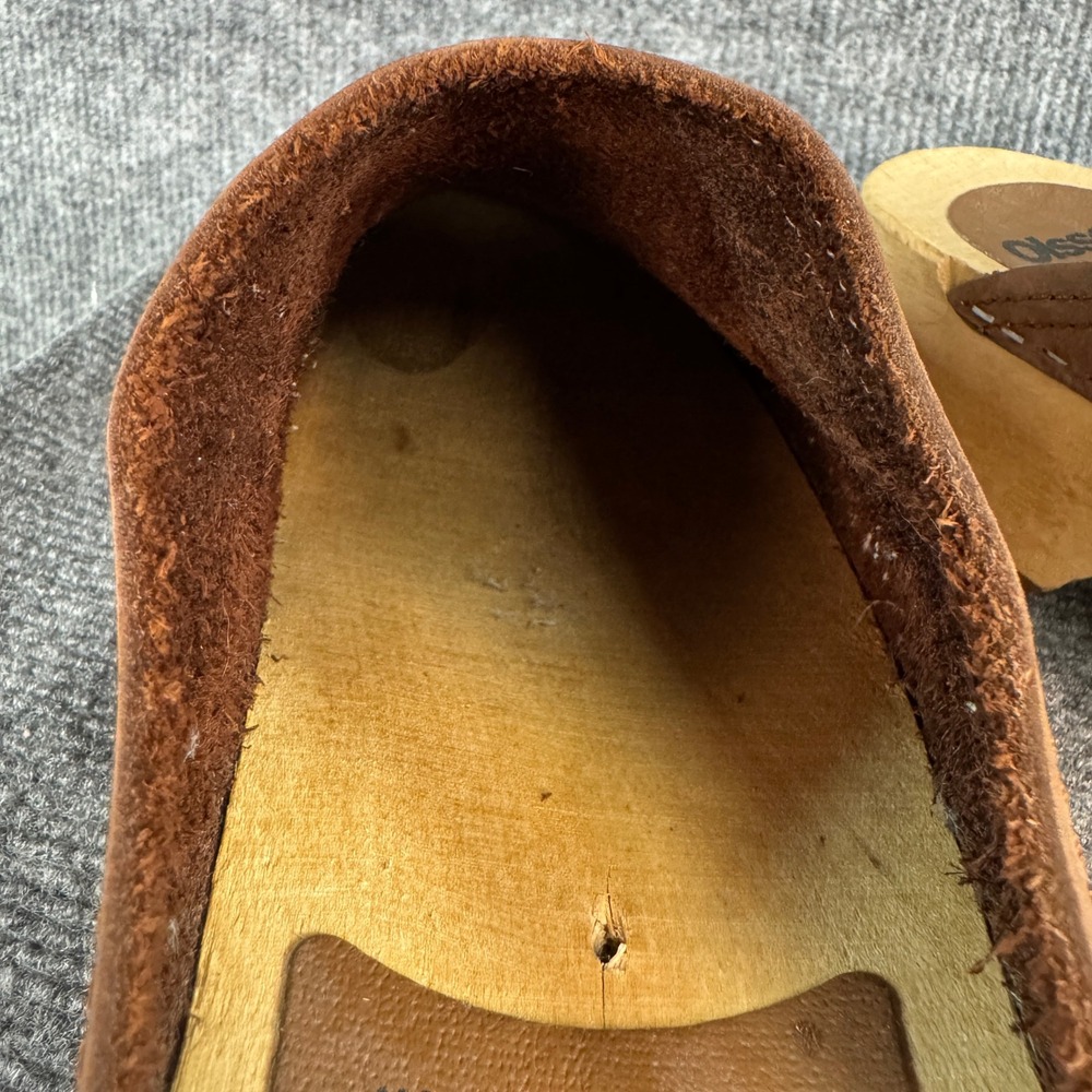 Olsson Clogs De Luxe Brown Leather Wooden Mules Made in Sweden Size 42 - Picture 16 of 16